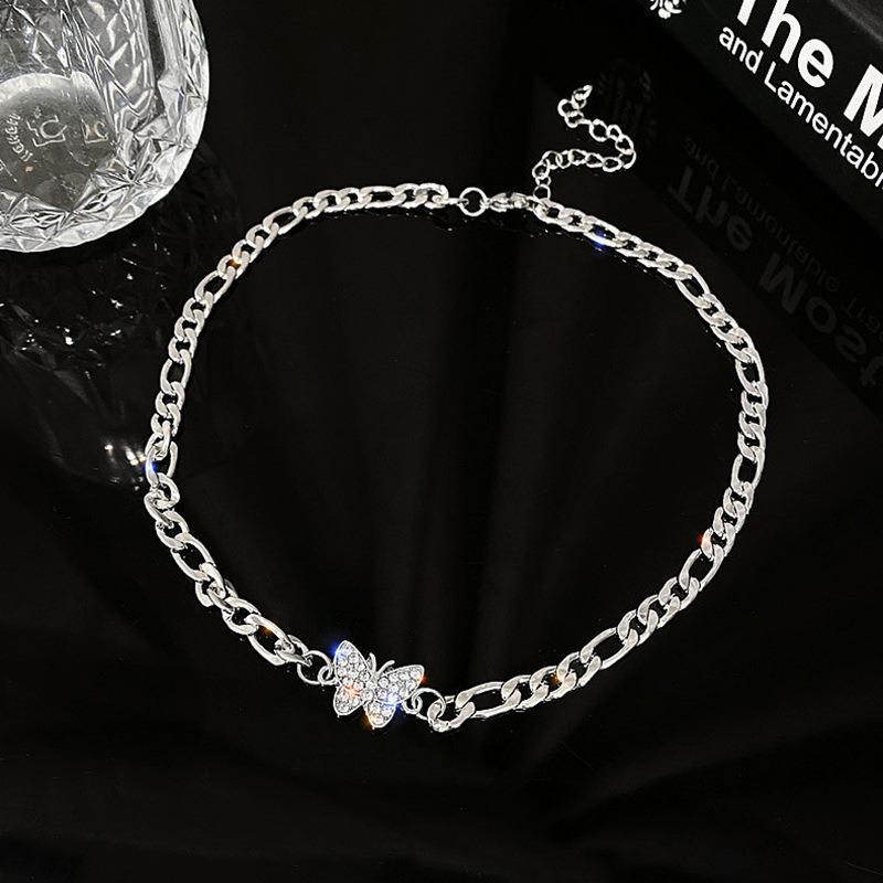Zircon Butterfly Pendant Choker Light Luxury Aesthetic Niche Clavicle Silver-plated Necklace Jewelry For Women Gifts