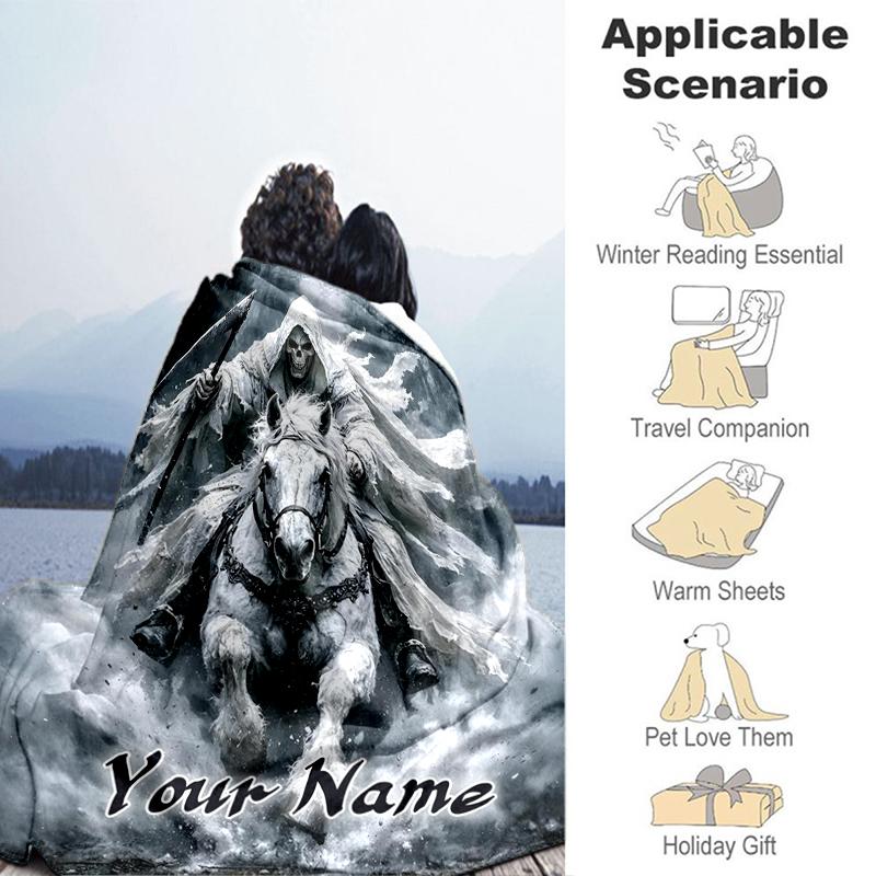 1PC Custom Name Ghost Rider Mist flannel blanket versatile,all-season throw suitable for the living room,bedroom,camping,travel,and gift