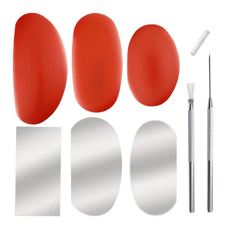 3-Piece Oval Silicone Scraper Set for Pottery, Sculpture, and DIY Art.