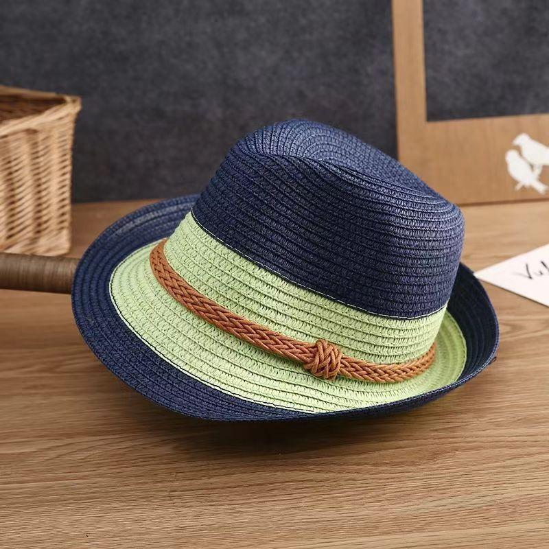 Cappello di Paglia Genitore-Figlio Versione Coreana, Cappello da Spiaggia Estivo, Cappello Jazz da Viaggio per Uomo e Donna, Cappello a Cilindro, Cappello Fresco per Protezione Solare