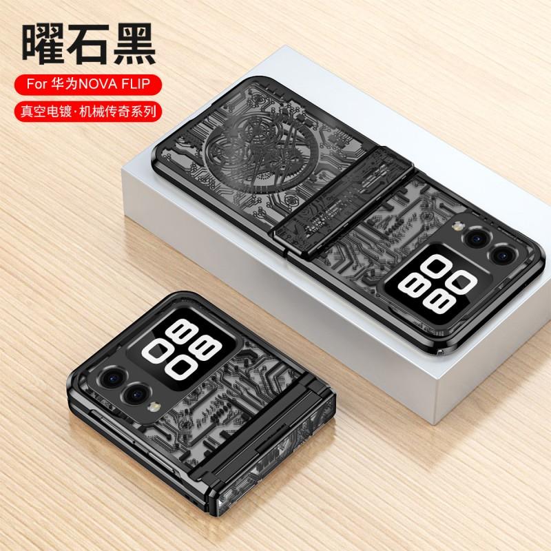 Nova Flip Phone Case Full Cover PC Protective Shell With Electroplated Mechanical Hinge Anti Drop Scratch Resistant