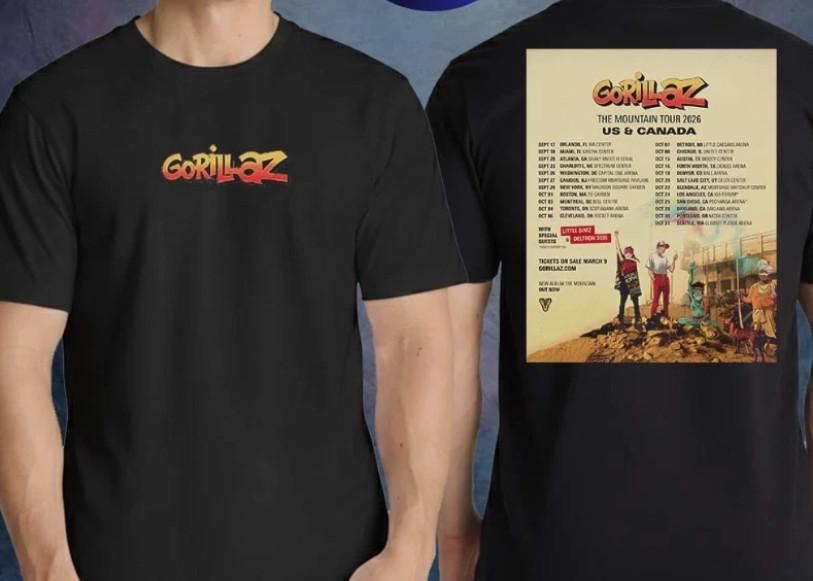 Gorillaz The Mountain Us Canada Tour 2026 City Date TShirt Unisex T-Shirt M