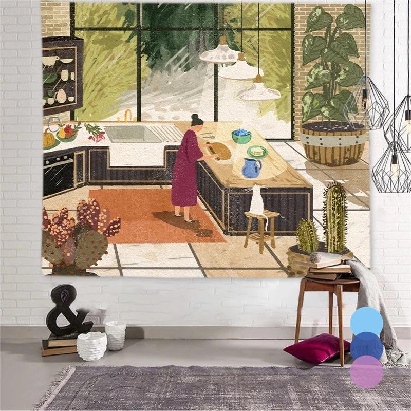 Böhmischer Stil Wohnen Illustration Dekorative Wandteppich Heim Wanddekoration Büro Wohnzimmer Wandteppich