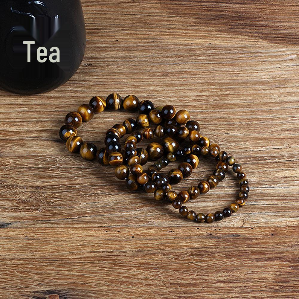 Natural Tiger Eye Stone Bracelet - Men's Minimalist Beaded Charm Bracelet