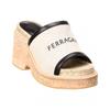 Ferragamo Sole Canvas   Leather Platform Sandal Black