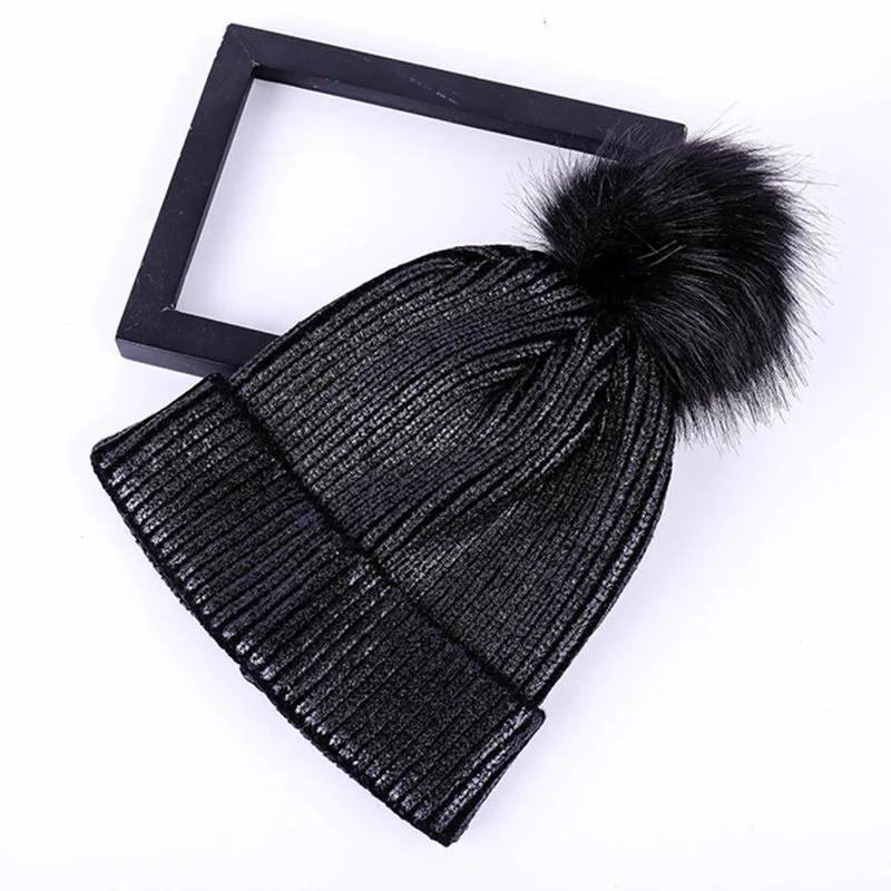 2024 Hot Gold Silver Beanies Woolen Hat Female Autumn Winter Students Warm Woolen Knit Hat Reflective Beanies
