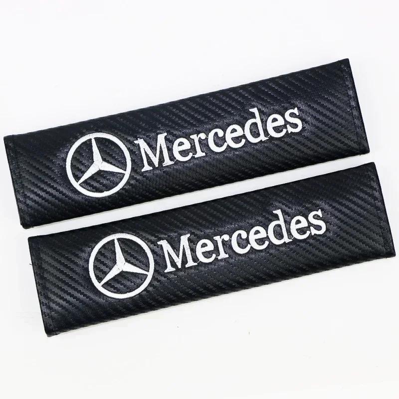 NHFW5 2pcs Auto Cotton Seat Belt Cover Case For Mercedes Benz AMG Smart W205 W204 W203 W206 W108 W124 W126 W140 W168 W211 Accessories