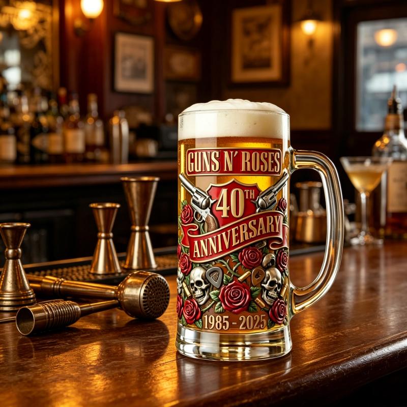 Guns and Flowers 40th Anniversary Collector's Edition Embossed Beer Tie Cup, Rock Peripheral Collection Ornament