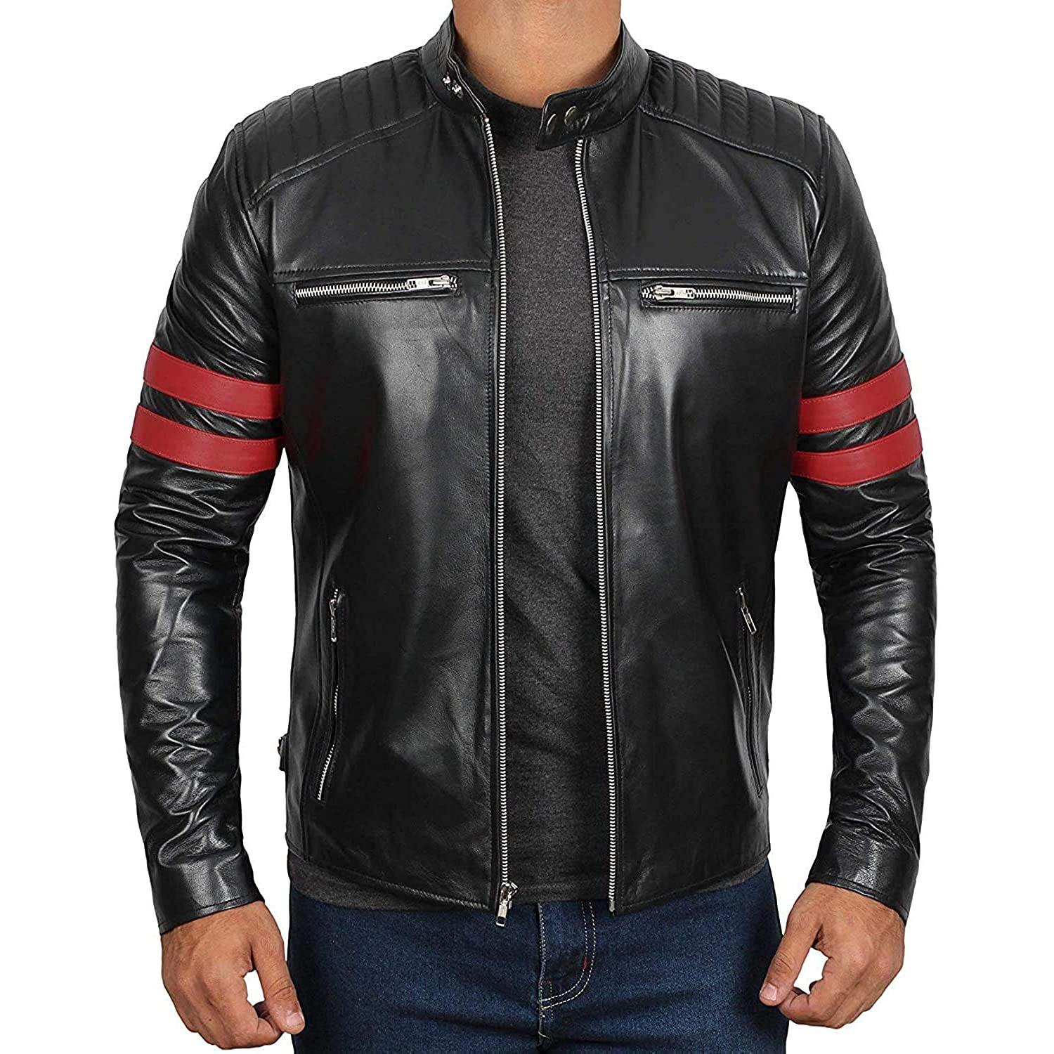 

SkinOutfit Men s Genuine Lambskin Black Leather Jacket Stylish Motorcycle Bomber Biker Outerwear MJ 205 XL чорний