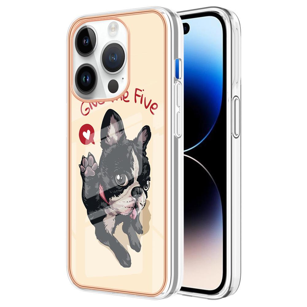 Suitable for iPhone15 mobile phone case 14plus cartoon painted electroplating anti-drop case 13Pro leopard print case