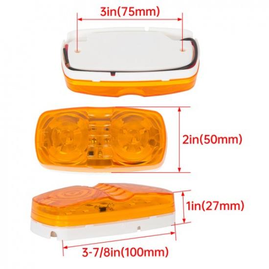 10 X Red/Amber Trailer LED Marker Light Double Bullseye 10 Diodes Clearance Lamp