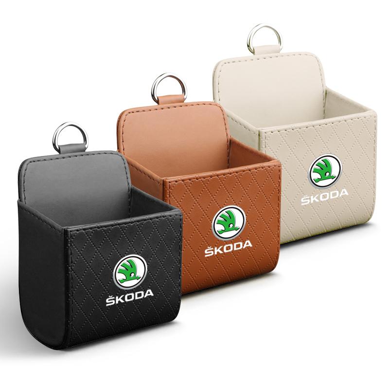 Car Interior Storage Bag Air Outlet Debris Bag Hanging Organizer Box for Skoda SCALA Superb Octavia 2 3 A4 A5 Fabia Kamiq Kapoq Kodiaq Rapid