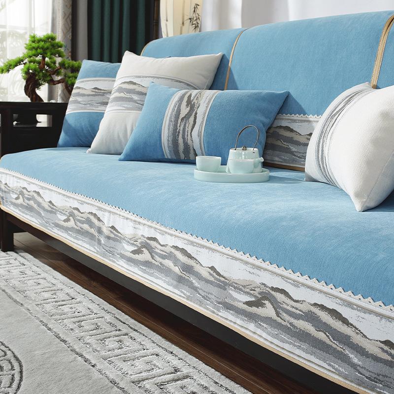 

New Chinese Sofa Cushion Mahogany Solid Wood Light Luxury High Sense Non-Slip Universal In All Seasons New Cover Towel Cover Cloth 70*70cm
