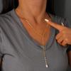 Vintage Pearl Pendant Necklace: 18K Gold Plated Y-Shaped Stainless Steel Clavicle Chain