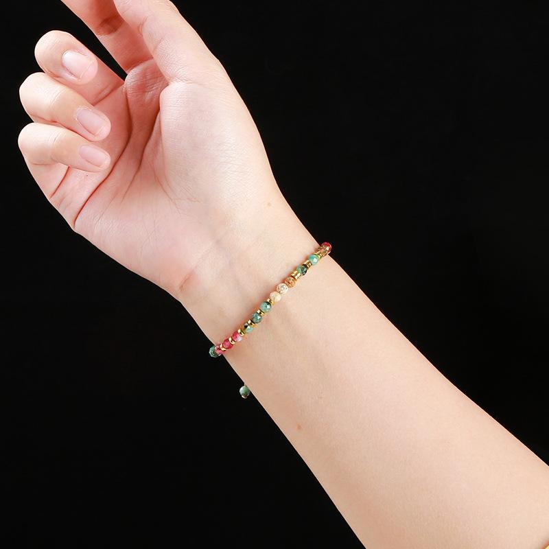 Cut Natural African Turquoise Colored Chalcedony Braided Bracelet Girl's Personality Joker Jewelry.