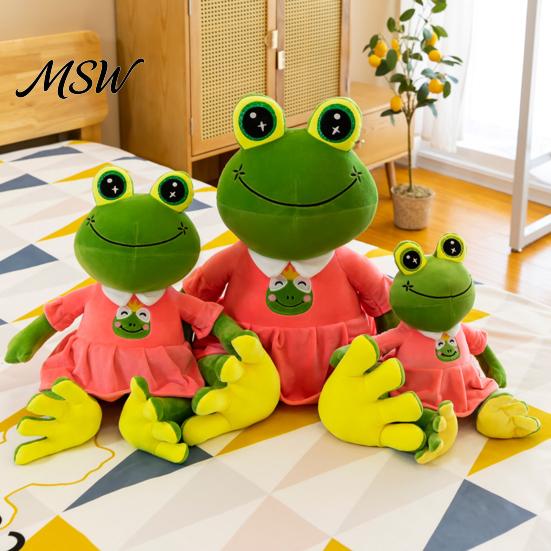 Frog Plush Toy Prince Princess Toy, Cute Stuffed Animal with Striped Shirt/Skirt, Soft Pillow for Bedroom, Birthday Gift Kids Lovers