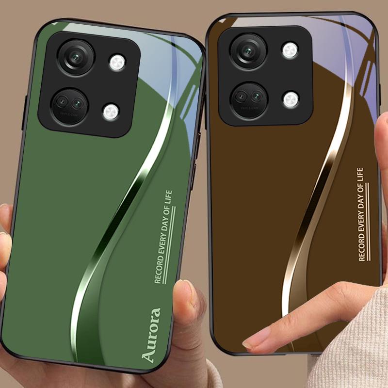 Two Tone Stripes For OnePlus Nord 3 5 6T 7 Pro 8 12 10T Reno8 Lite 5G 10R Nord N30 Hard Shell Tempered Glass Phone Case Black