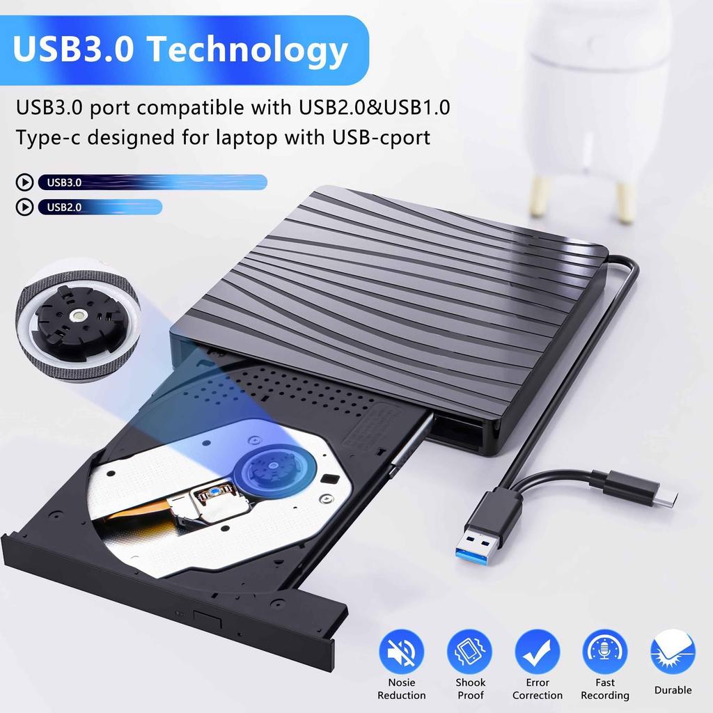 TYPE-C/USB3.0 Dual Interface Mobile Recording Optical Drive DVD-RW External Laptop Optical Drive