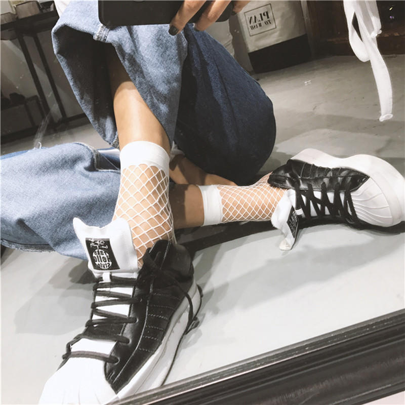 Women White Fishnet Ankle High Socks Lady Mesh Lace Fish Net Short Socks New