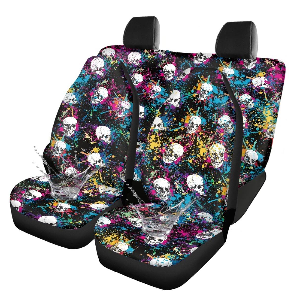

Full Set Auto Seat Covers Waterproof Digital Print Abstract Design Airbag Compatible Front Rear Seat Protectors Non-Slip onesize