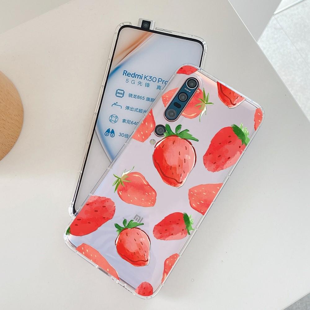 Cute Strawberry Phone Case For Samsung S 20 21 22 23 for Redmi Note7 8 9 10 for Huawei P20 30 40 Clear Case