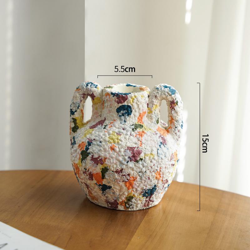 

Creative Painted Rough Pottery Vase Minimalist Plant Pot Table Decoration Flower Arrangement Floral Vases Room Aesthetic Decor