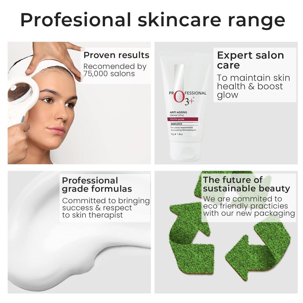 O3+ Agelock Anti Ageing Cream SPF 60 For Youthful Radiance And Daily Sun Care 50 Gm Nourishing Moisture Glow