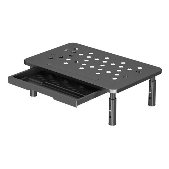 Computer Monitor Riser Cold-Rolled Steel Ventilated Monitor Stand with Drawer 3-Level Height Adjustment Laptop Stand for Home Office