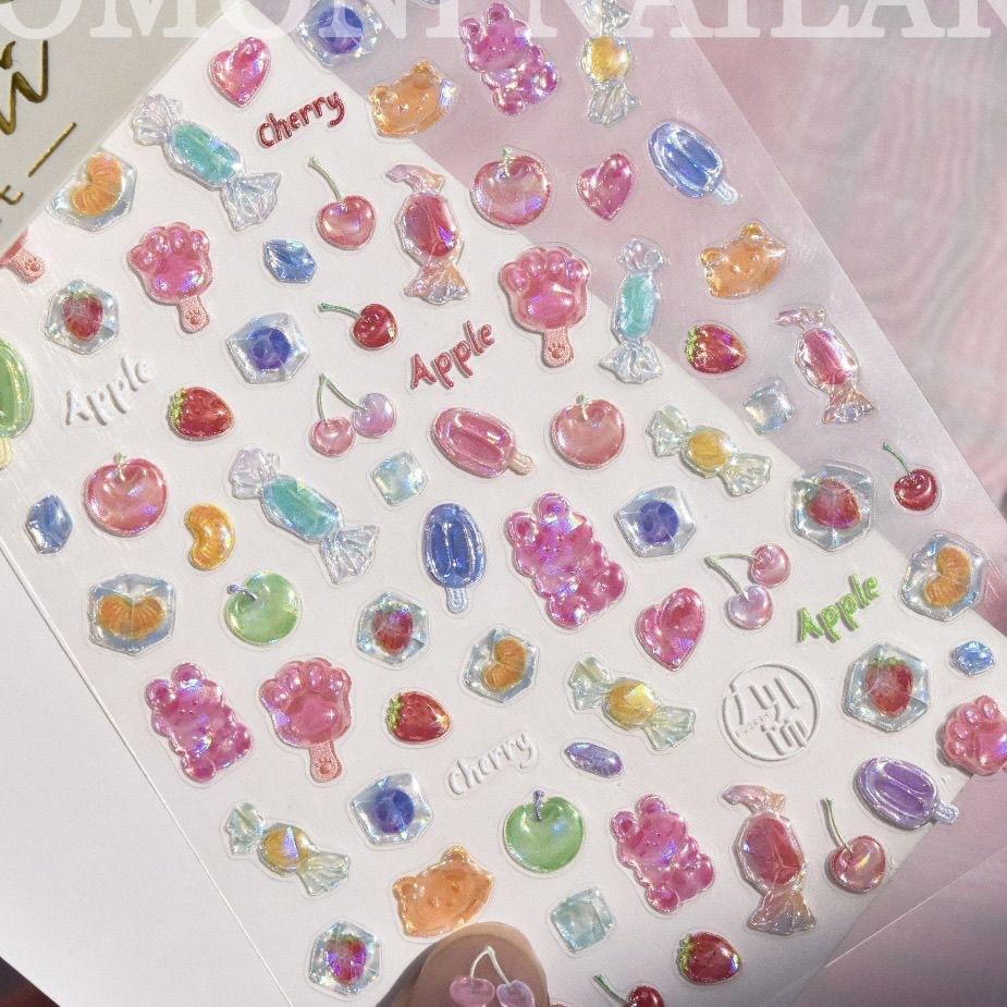Summer Ice Clear Fruit Scrapbooking Stickers Fresh Candy Color Grapefruit Strawberry Waterproof Self Adhesive for DIY Journaling