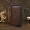 Herren Retro Langbörse, Leder Reißverschluss Geldbörse, Doppellagige Rindsleder Handtasche, Retro Lässige Clutch Tasche