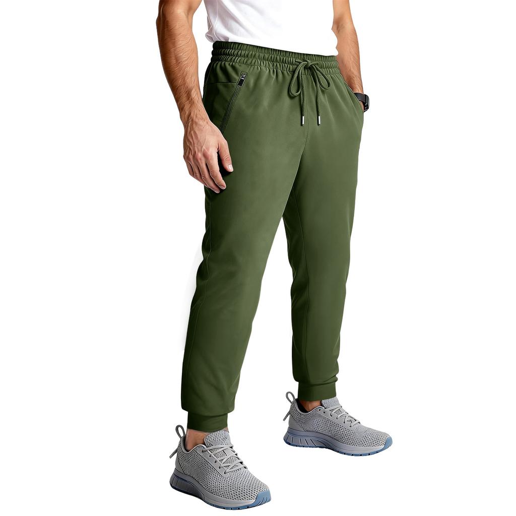 Men's Tapered Joggers With Zipper Pockets | Elastic Quick-Dry Athletic Pants For Workout & Running