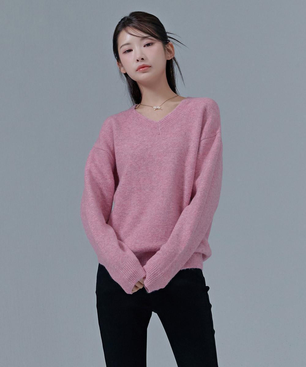 Chase Cult Women S Heathered V-Neck Sweater-Cfrg5273D0P Pink/85