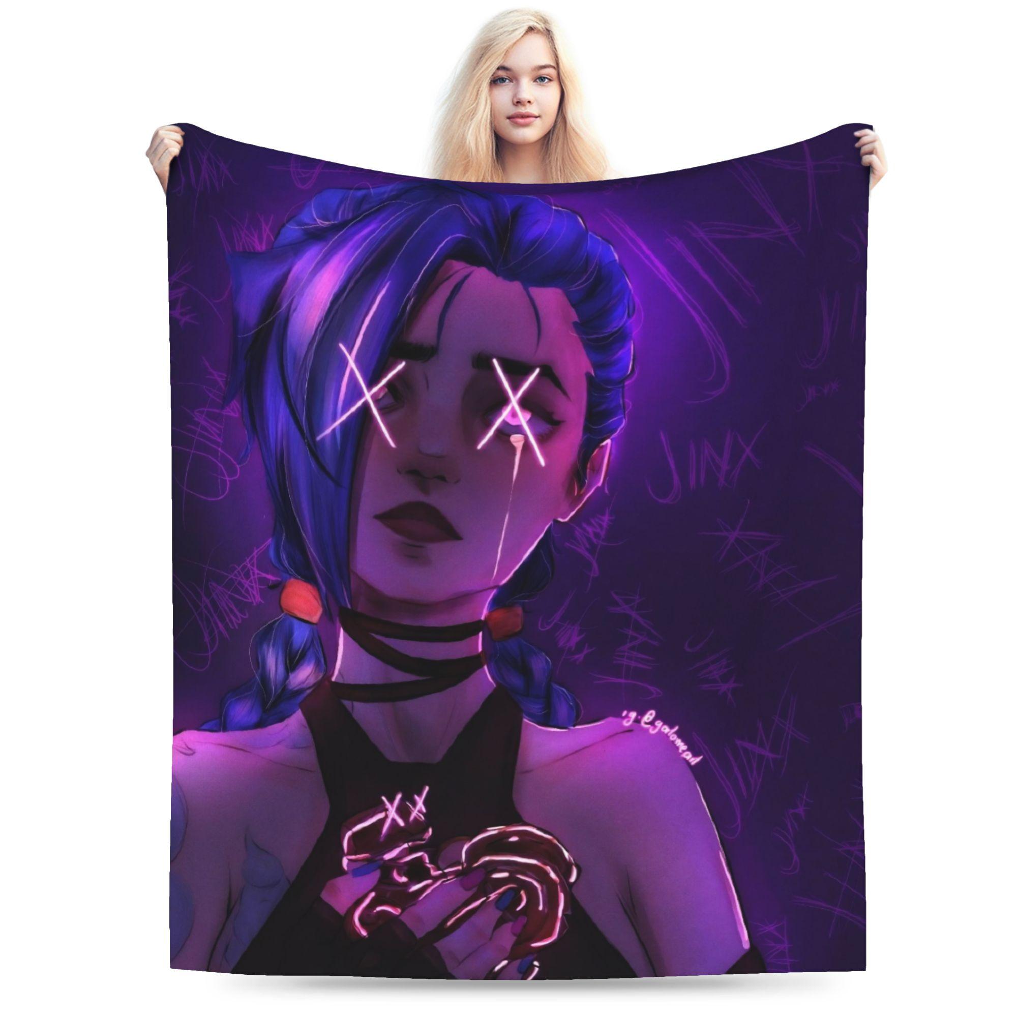 

Arcane Vi Jinx Plush Blanket Girls Boys Flannel Throw Blanket For Living Room Warm Soft Design Quality Bedspread Gift 75cmx90cm