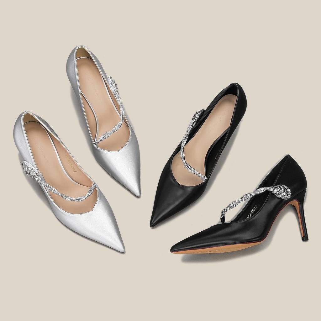 H8335-5 high heels black women's stiletto autumn single shoes women's French word with pointed stiletto high sense