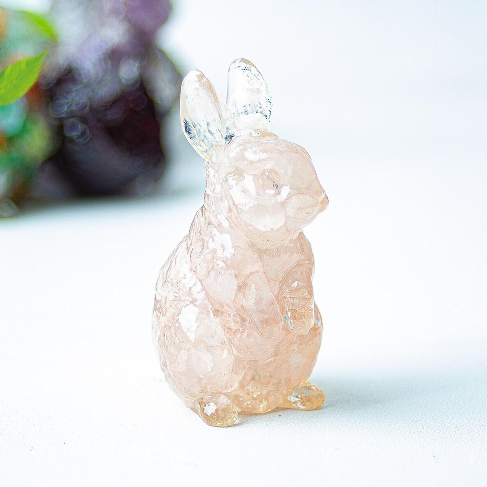 Resin Crystal Standing Bunny Decor For Home Office Gift Collectible