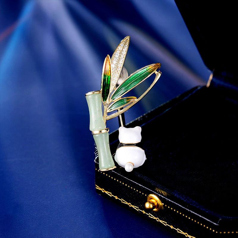 

Новая бамбуковая панда бамбуковая брошь женская изящная высококачественная брошь для костюма аксессуары для булавки золотой