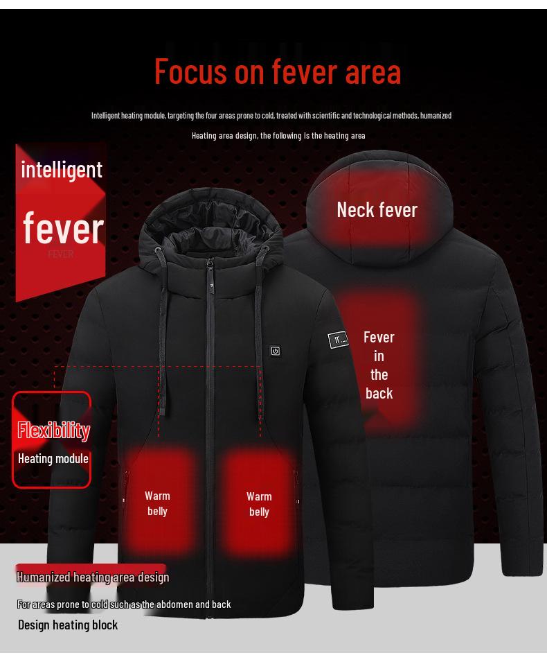 Unisex USB Heated Hoodie - Solid Color, Intelligent Temp Control for Autumn/Winter