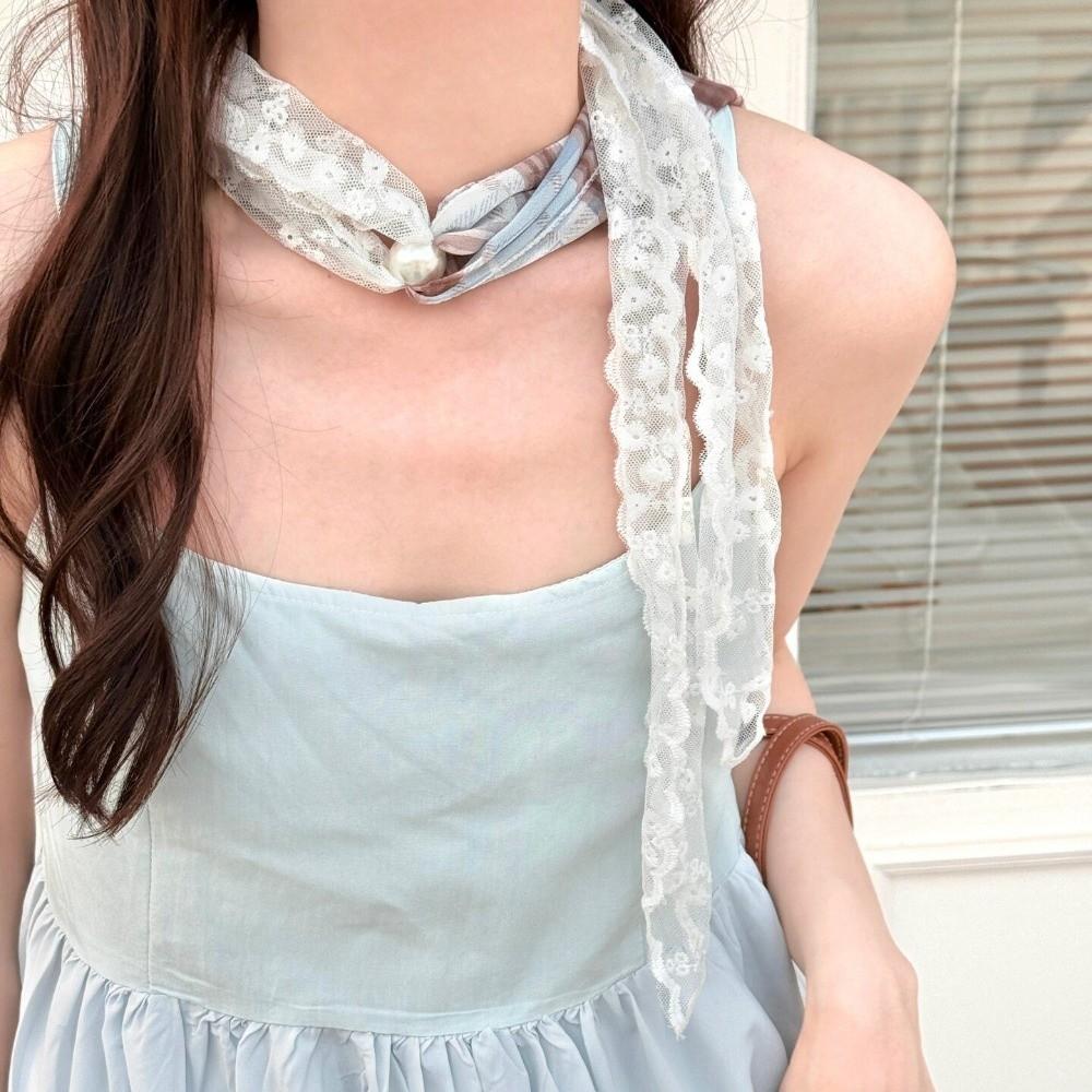 Lace Polka Dot Chiffon Scarf Thin Skirt Accessories Geometric Pattern Belt  Paired with Jeans