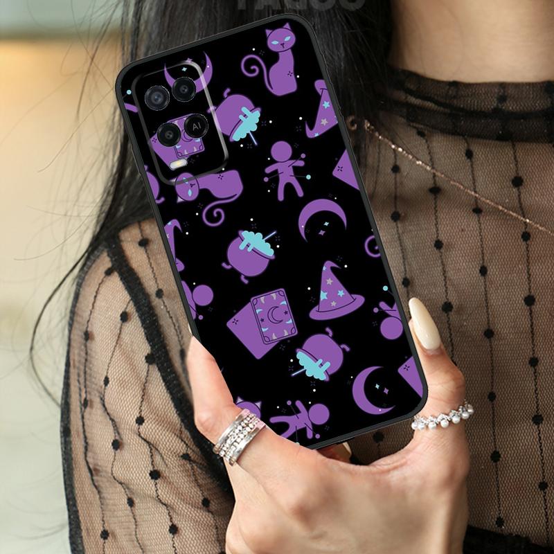Witches Cat Moon Case For Oppo A78 A98 A18 A38 A58 A60 A80 A40 A96 A76 A16 A94 A74 A54 A15 A17 A57 A77 A5 Pro