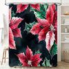 Luxury Flower Printed Shower Curtains Waterproof Bathroom Decor Customizable Size Options Modern Home Accessories Pink Poinsetti