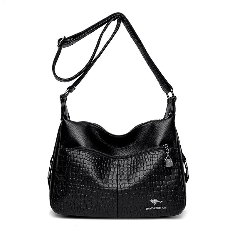 Middle Aged Women's Crossbody Bag New Stone Pattern Small Square Bag Style Simple and Fashionable One Shoulder Crossbody Bag