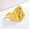 Gold Men's Dragon Ring, Gilt Brass Square Design, Long-Lasting Color Retention.