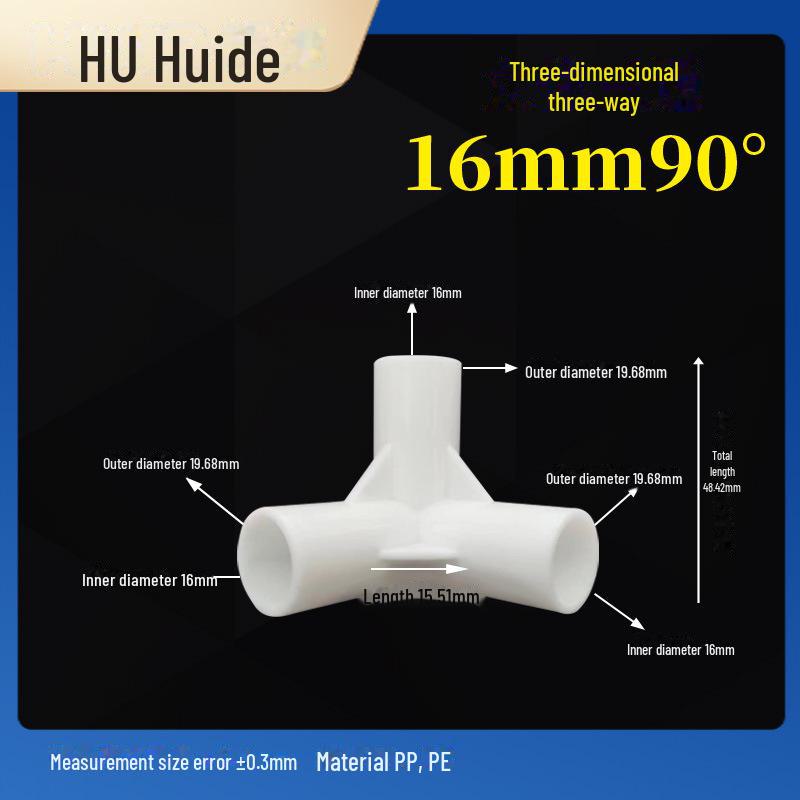 Three-Dimensional Plastic Right Angle Joint Connector for Tent and Studio Accessories