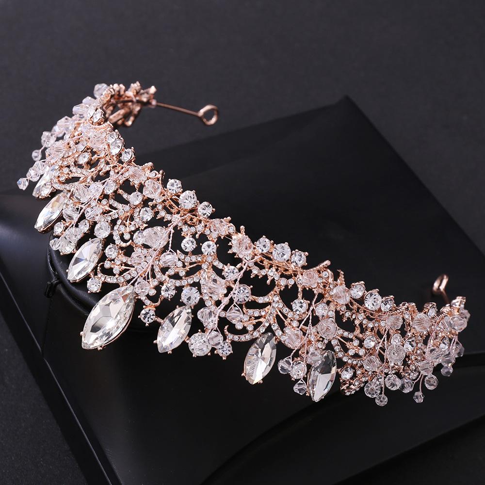 Barock Handgefertigt Kristallperlen Herz Braut Diademe Krone Luxus Strass Abschlussball Schönheitswettbewerb Diadem Stirnband Hochzeits Haar Accessoires