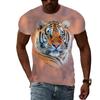 Summer Men Animal Tiger Graphic T Shirts Personality Fashion Cool Style Pattern Print T-shirt Trend Hip Hop Short Sleeve T-shirt