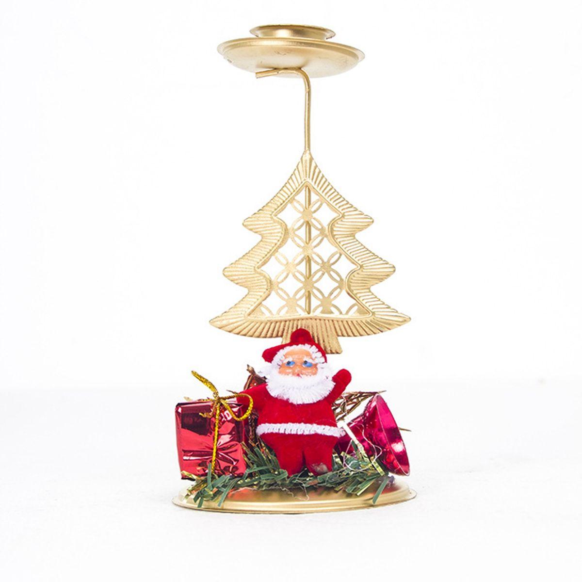 

Santa Claus Metal Snowflake Star Candlestick Stand Candle Holder Christmas Ornament Candle Pillar Christmas Tree