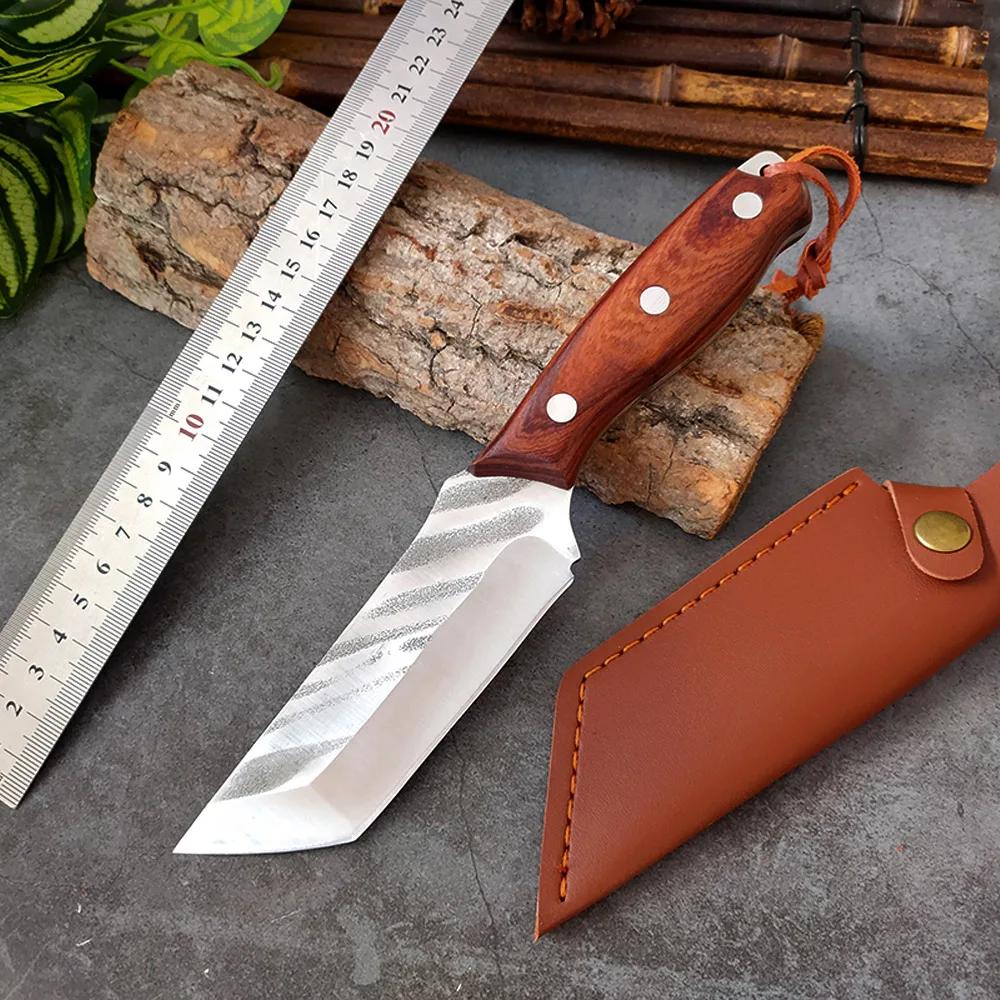 Hand Forged Pocket Knife Meat Vegetable Fruit Kitchen Knives Wood Handle Butcher Boning Knife Chef Slicing Knife Stainless Steel
