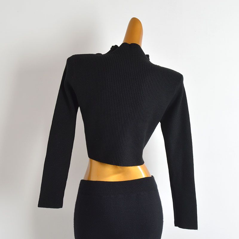 Fall and Winter New Arrival Pure Color Lace Patchwork Half Turtleneck Pullover Sweater Knitwear Women's Clothing Loose Short Bottoming Shirt