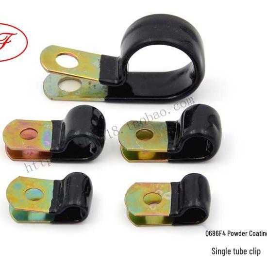 

Q686F4 Powder Coated R-Type Wire Clip - Single Tube Clamp with Plastic Coating 5mm