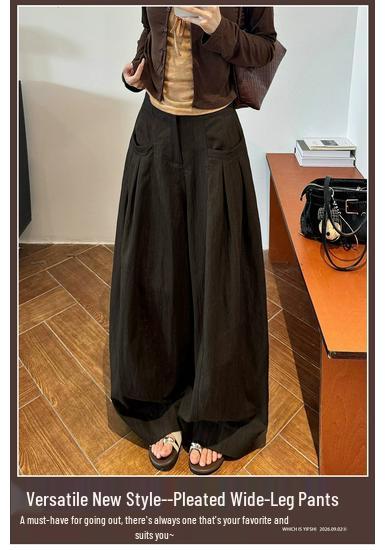 La Chapelle Women's Pleated High-Waisted Wide-Leg Trousers